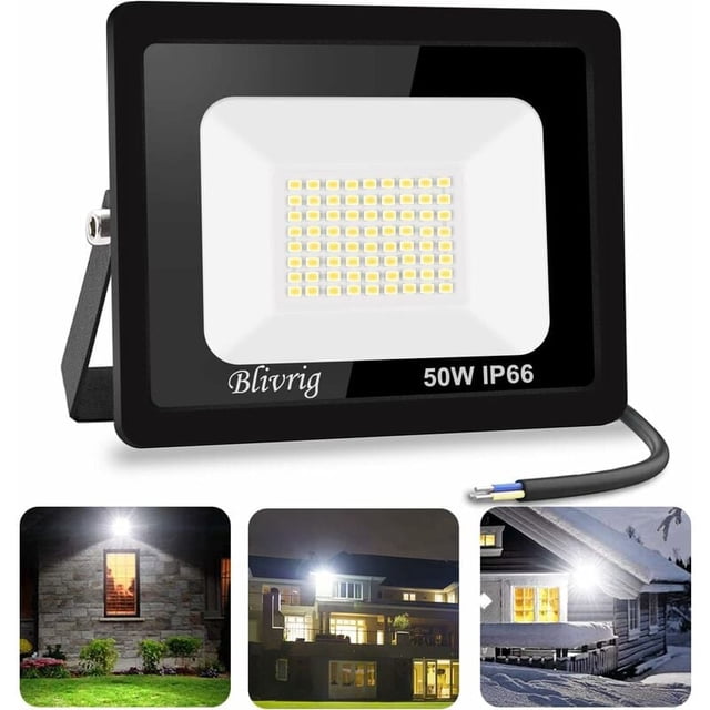 Lumière d'Inondation LED Extérieure, Blanc Chaud 3000K Support Réglable, Boîtier en Aluminium Moulé sous Pression Haute Luminosité, Refroidissement Efficace, Grand Angle de Faisceau, Couverture en Verre Trempé, Résistant aux Intempéries