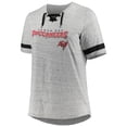 thumbnail image 2 of Women's Heather Gray Tampa Bay Buccaneers Plus Size Lace-Up V-Neck T-Shirt, 2 of 3