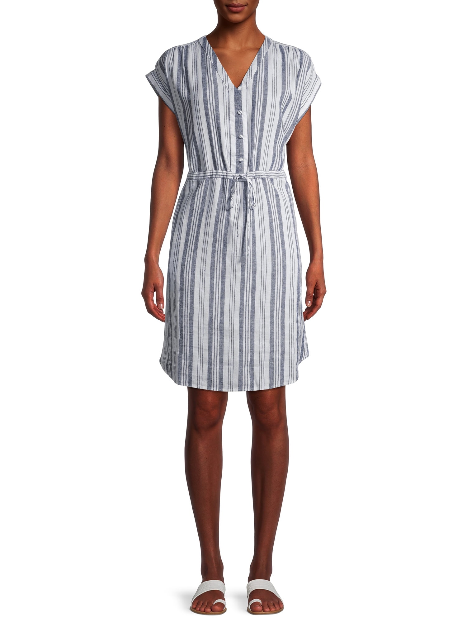 Time and Tru Time and True Woven Cinch Waist Shirt Dress Time and Tru Time and True Woven Cinch Waist Shirt Dress