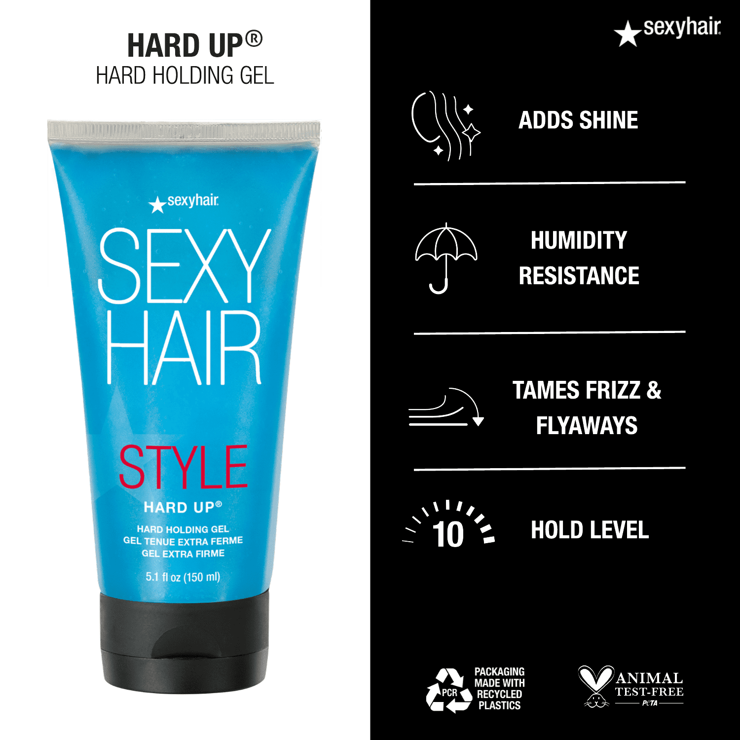 Style Sexy Hair Hard Up Holding Gel 5.1 oz (9 Shine + 10 Hold)