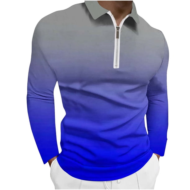 Blusa y camisa de manga larga con cuello vuelto para hombre, blusa informal con cremallera y estampado sin localización, blusa para hombre