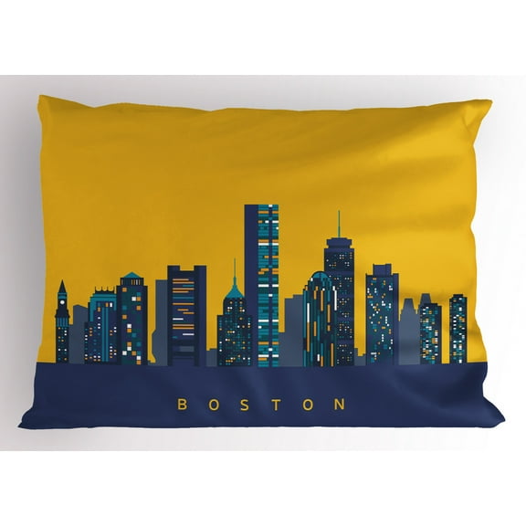 Ambesonne Boston Pillow Sham, Egg Yolk Colored Sky, 36" X 20", Earth Yellow Dark Blue