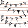 thumbnail image 2 of Hot Wheels Party Essential, 100Ft Reusable Checkered Flag Banner, 48 Pieces Of Weatherproof Polyplastic Pennants, Bold Triangular Cut For Authentic Racing Party Decorations, 2 of 6