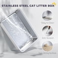 thumbnail image 4 of Extra Large Stainless Steel Cat Litter Box with Flip Cover High Sided Enclosure and Scoop for Big Cats, 4 of 7