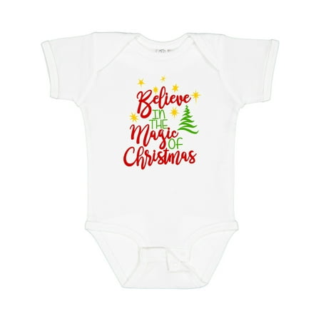 

Inktastic Believe in the Magic of Christmas Yellow Stars and Tree Gift Baby Boy or Baby Girl Bodysuit