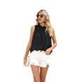 thumbnail image 1 of Womens Ruffle Neck Tank Tops Shirred Frill Dot Sleeveless Blouse Shirts Black XL, 1 of 8