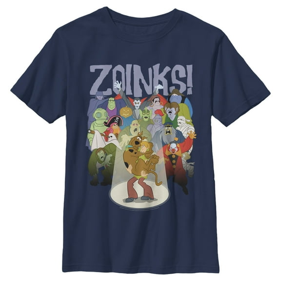 Boy's Scooby Doo Zoinks Monster Audience Graphic Tee Navy Blue X Small