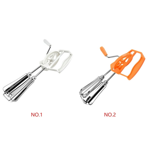 Acier inoxydable Manuel Fouet Batteur d'oeufs Rotatif Handheld Egg Frother  Mixer Outil de cuisson Cuisine (blanc)