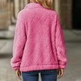 thumbnail image 4 of Lovskoo Womens Full Zip Up Fuzzy Fleece Jacket Stand Collar Winter Solid Color Long Sleeve Shrink Cuffs Loose Lapel Coats Outerwear Pink, 4 of 7