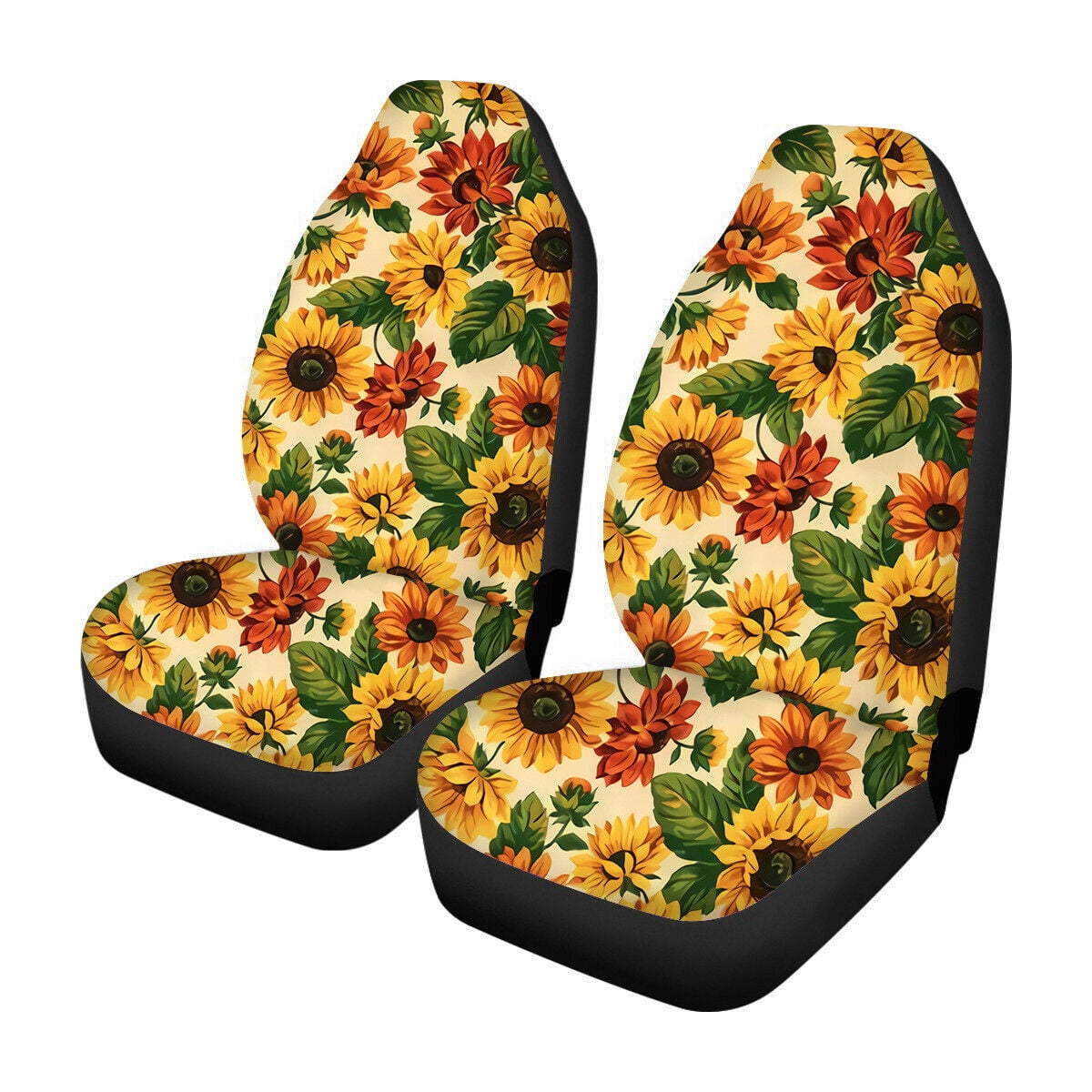2pcs/set Sunflower Printing Car Seat Cover Four Seasons General Front