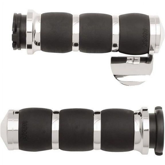 Avon Grips  AIR-93-FLY-BOSS; Velvet Air Grips W / F-B-W Throttle Boss Chrome