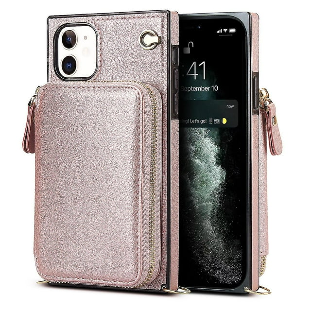 Funda tipo cartera para iPhone 11 con tarjetero y correa para el hombro para mujer