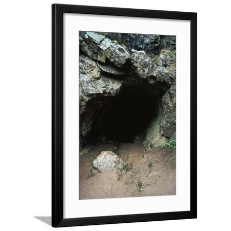 12000 Prints - Aveline's hole, a paleolithic cave dwelling, 12000 BC. Artist: Unknown Framed Print Wall Art