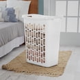 thumbnail image 3 of Sterilite Large Rectangular Open Hamper, Open Laundry Hamper, Plastic, for Narrow Spaces, White, 6 Pack, 3 of 9
