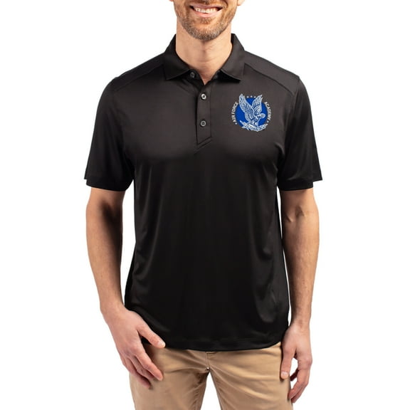 Men's-Cutter & Buck Black Air Force Falcons Forge Eco Stretch Recycled Polo