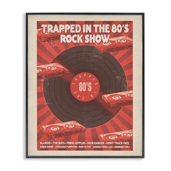 Stupell Industries Traditional Trapped in 80s Rock Show Black Framed Giclee Art, 11 x 14, by Old Red Truck