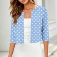 thumbnail image 2 of Karight Women Polka Dot Open Front Cardigan, Round Neck 3/4 Sleeve Lightweight Cropped Shrug, Soft Stretch Summer Layering Cover Up for Daily Office Casual Wear, 2 of 7