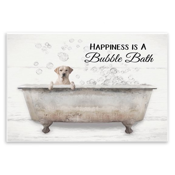 Stupell Industries Rustic Lodge Happiness Is A Bubble Bath Dog Wall Plaque Art, 15 x 10, by Lori Deiter