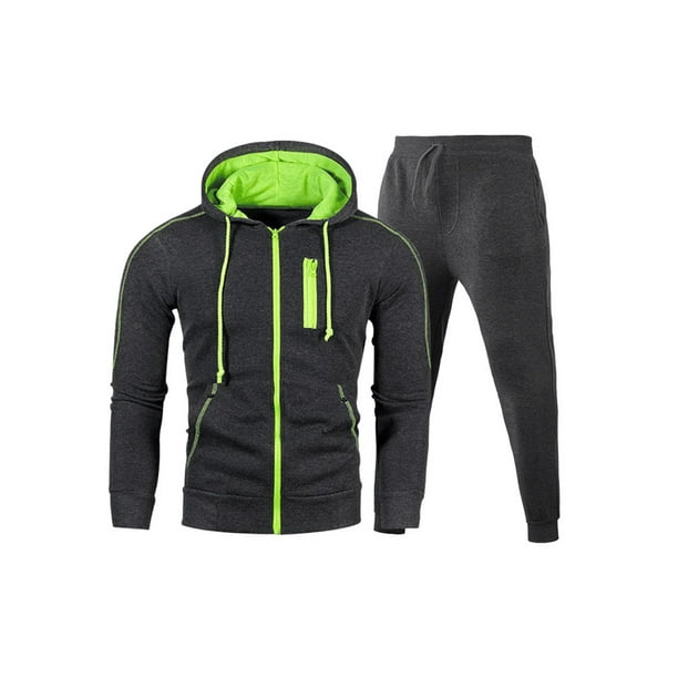 Niuer Mens Outfits Two Piece Sweatsuit Hooded Hoodies Lace Up Jogger Sets Long Sleeve Tracksuit Deep XL - Walmart.com