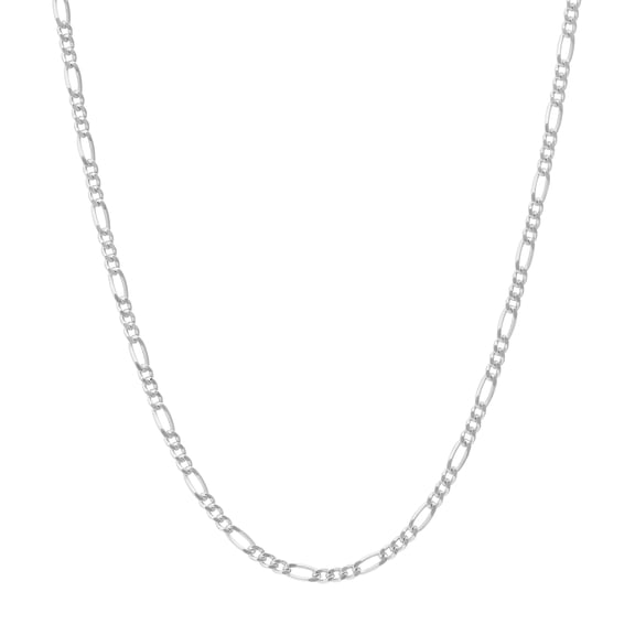 14K White Gold Men & Women's 24" 1.30mm Concave Figaro Chain Necklace