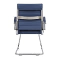thumbnail image 3 of LeisureMod Office Chair Upholstered Leather Computer Chair with Stainless Steel Frame Benmar Series in Navy Blue, 3 of 12