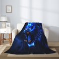thumbnail image 5 of Throw Blanket for Couch Sofa and Bed, Roaring Blue Lion Flame Super Soft Plush Throw Blanket, Fuzzy Cuteness Comfy Warm Washable Flannel Blanket & Throws for All Season 60"x50", 5 of 7