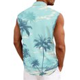 thumbnail image 6 of longantii Men's Casual Button Down Shirts Floral Sleeveless Hawaiian Shirt Tropical Holiday Beach Shirts 2026 Summer Casual Vacation Blouse Green 2XL, 6 of 6