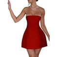 thumbnail image 3 of Robe Tube Sans Bretelles pour Femmes, Robe de Soirée Boîte de Nuit, Robe de Bal Courte Rouge m, 3 of 10
