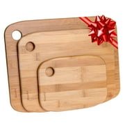Bamboo Cutting Board Set of 3, Wood Cutting Board for Meat Cheese Vegetables, Organic Wooden Cutting Boards for Kitchen, Wood Serving Tray, Chopping Board - Anniversary Christmas Housewarming Gift