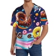 thumbnail image 7 of Lsque Space Colorful Donut print Men's Cuban Collar Short Sleeve Shirt Summer Beachwear Casual Button Down Fashionable Vacation Leisure Shirt-4X-Large, 7 of 7