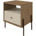 thumbnail image 1 of Manhattan Comfort Joy Table de Chevet 1 Tiroir en Blanc et Marron, 1 of 10