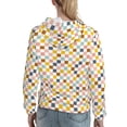 thumbnail image 7 of Fotbe Colorful Checkered 1 Pattern Womens Long Sleeve Hoodie, Pullover Hooded Sweatshirt, Kangaroo Pocket Hoodie with Eye-catching Drawstrings-X-Large, 7 of 7