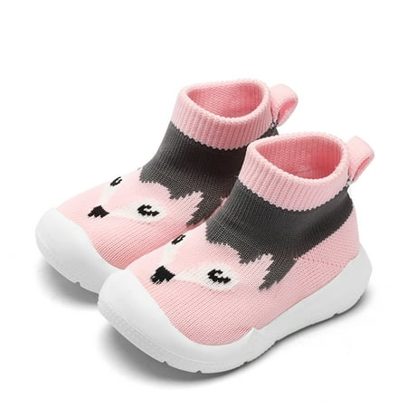 

Baby Boy Girls Animal Non-Skid Indoor Slipper Infants Breathable Elastic Socks Shoes with Memory Insole Protect Toes Panda Tiger Fox
