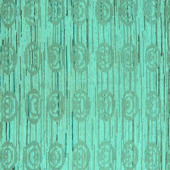 Ahgly Company Indoor Square Abstract Turquoise Blue Modern Area Rugs, 5' Square