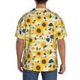 thumbnail image 3 of KLL Navy Blue Leaf Sunflower Print Men's Shirt Short Sleeve Button Down Summer Cuba Beach Shirts- XX-Large, 3 of 5