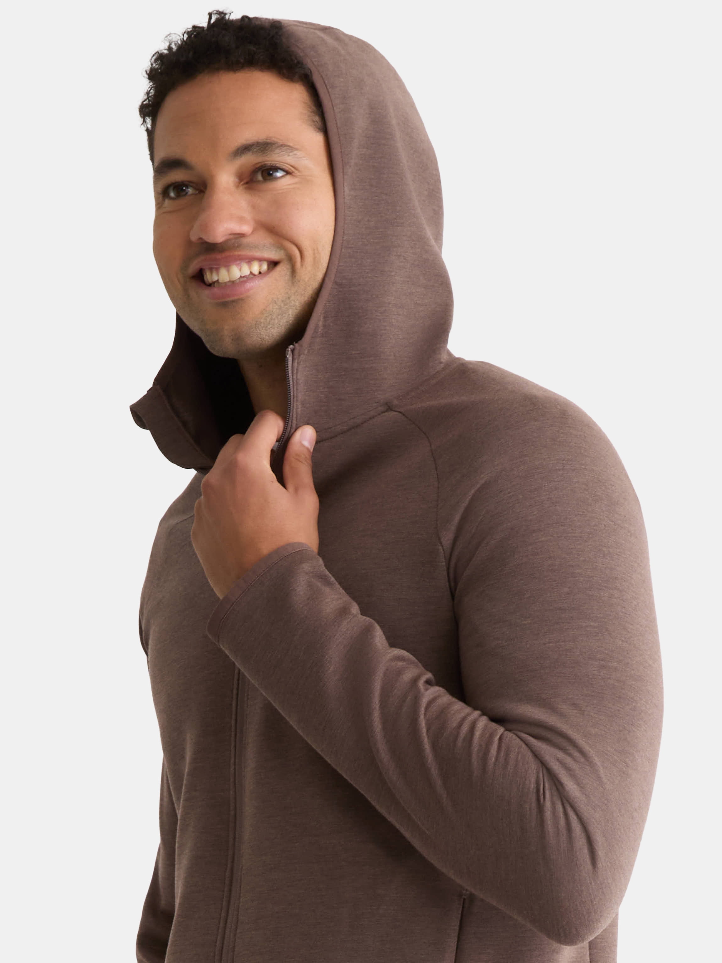 Athletic Works Men's and Big & Tall Fusion Double Knit Full Zip Hooded Sweatshirt Jacket, Sizes S-5XL