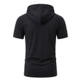 thumbnail image 6 of VBTAPA Men's Cotton Linen Outfits Short Sleeve Hooded Hippie Shirt and Cargo Shorts Casual Track Suit Sets Summer Beach Vacation Set Black XXL, 6 of 8