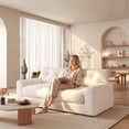 thumbnail image 3 of BEHOST 55" Loveseat Couch with Extra Deep Seats，Chenille 2-Seater Sofa with Side Storage & 2 Pillows，Cloud Sofa for Living Room & Small Spaces，White, 3 of 10