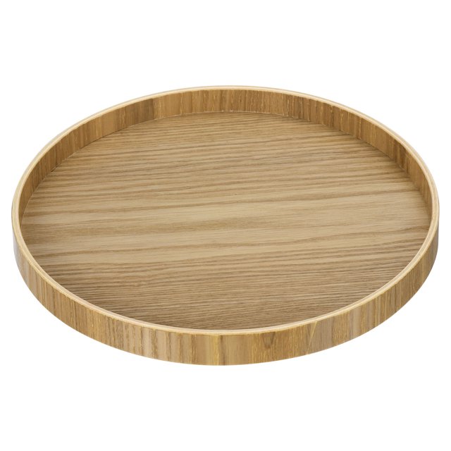 Unique Bargains 9' Round Wood Serving Tray Decorative Platter Home Kitchen Candle