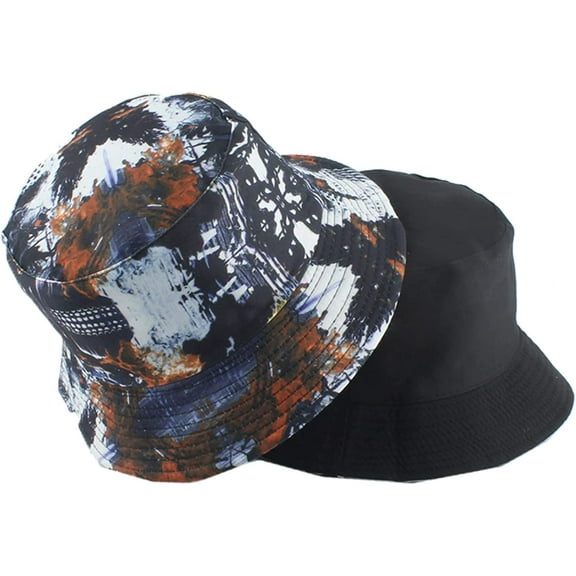 CoCopeaunts Tie Dye Bucket Hat Four Seasons Cotton Fisherman Hat Reversible Fisherman Hat Colorful Graffiti Women Bucket Cap