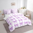 thumbnail image 3 of Feelyou Bowknot Bedding Comforter Set 7 Pieces, Purple Watercolor Bow Full Bedding Set, 3 of 8