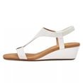 thumbnail image 2 of FSJ Women Open Toe Low Wedge Heels T-Strap Padded Sole Ankle Strap Sandals Casual Dress Summer Beach Shoes Size 6 White Stone, 2 of 4
