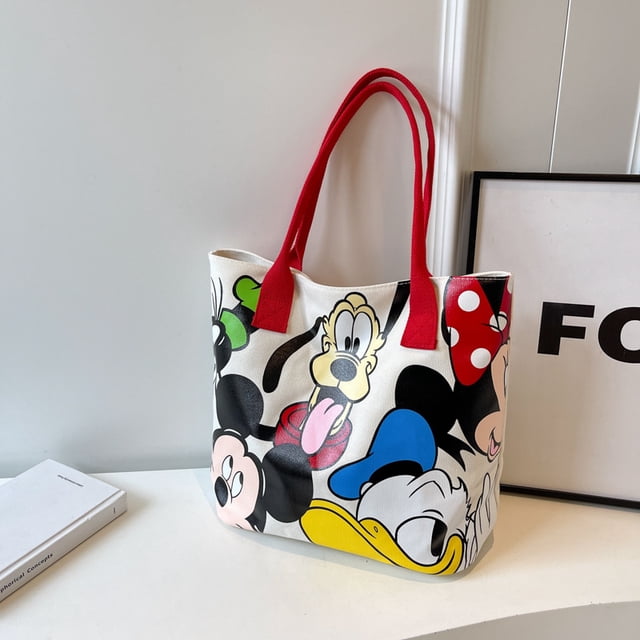 Bolso de hombro de lona de gran capacidad con diseño de Minnie y Mickey Mouse de Disney, bolso de mano para mujer, bolso cruzado para estudiante, bolso de almacenamiento con diseño de Daisy Duck