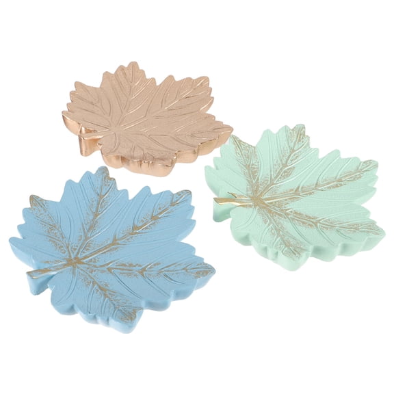 Milisten  3 Pcs Leaf Trinket Container Jewelry Maple Dish Raised Edge Tray Child
