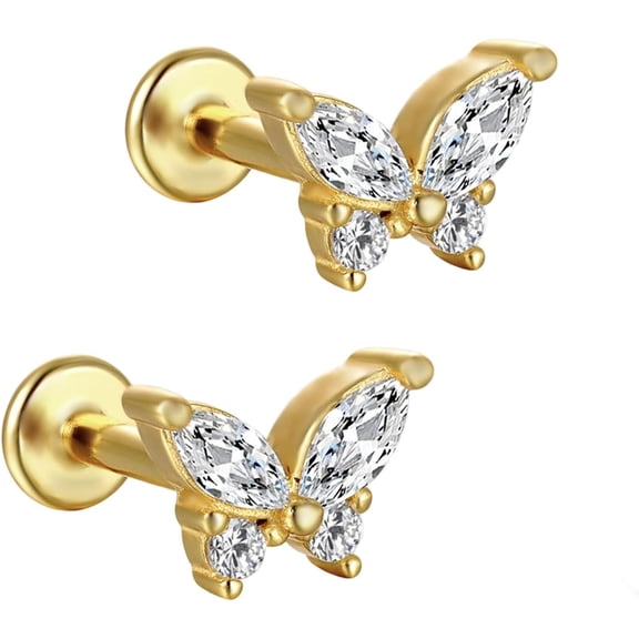 Titanium Flat Back Best Earring Studs 16G Tragus, Helix Piercing together with Cartilage Earrings for Women, Internally Threaded Piercing Jewelry[y407]