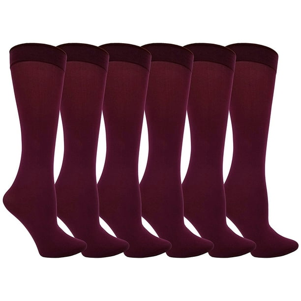 Winterlace Women’s Trouser Socks, 6 Pairs, Opaque Stretchy Nylon Knee