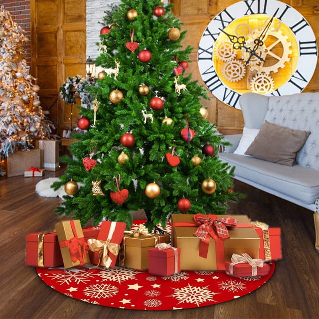 Christmas Tree Skirt Decorations Santa Claus Snowflake Christmas Tree Skirt Exquisite Tree Bottom Decoration Tree Skirt
