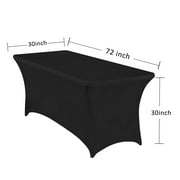 LUSHVIDA 6ft Stretch Spandex Table Cover- Rectangular Fitted Stretchable Wrinkle Resistant Elastic Tablecloth for Party, Wedding, Banquet, Black, 1 Pack