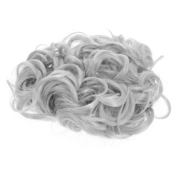 MERRYHAPY Grey Curly Hair Bun Extension with Comb Clip Lightweight Synthetic Hairpiece for Women and Girls