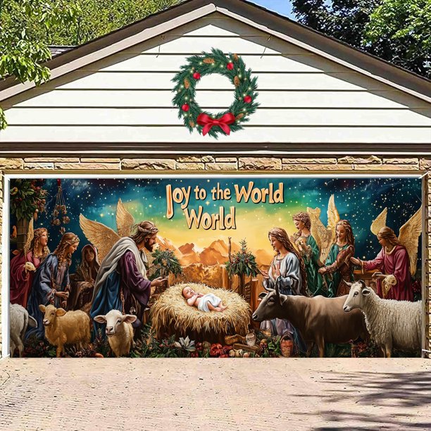Banderín navideño Decoraciones para puertas de garaje Decoración navideña Decoración grande para puertas de invierno Decoración interior y exterior para fiestas navideñas